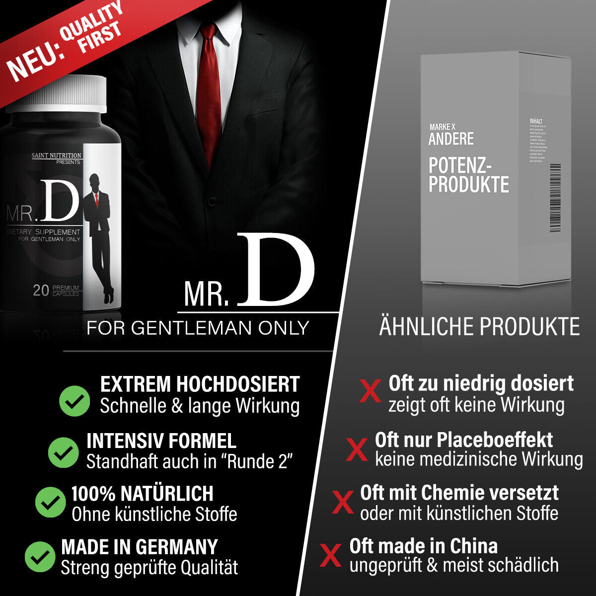 MR D CAPSULES FOR MEN HIGH DOSE 250MG POTENCY MEDICINE WITH INSTANT EFFECT POTENCY
⭐⭐⭐⭐⭐ in the "Potency" section | MADE IN GERMANY
