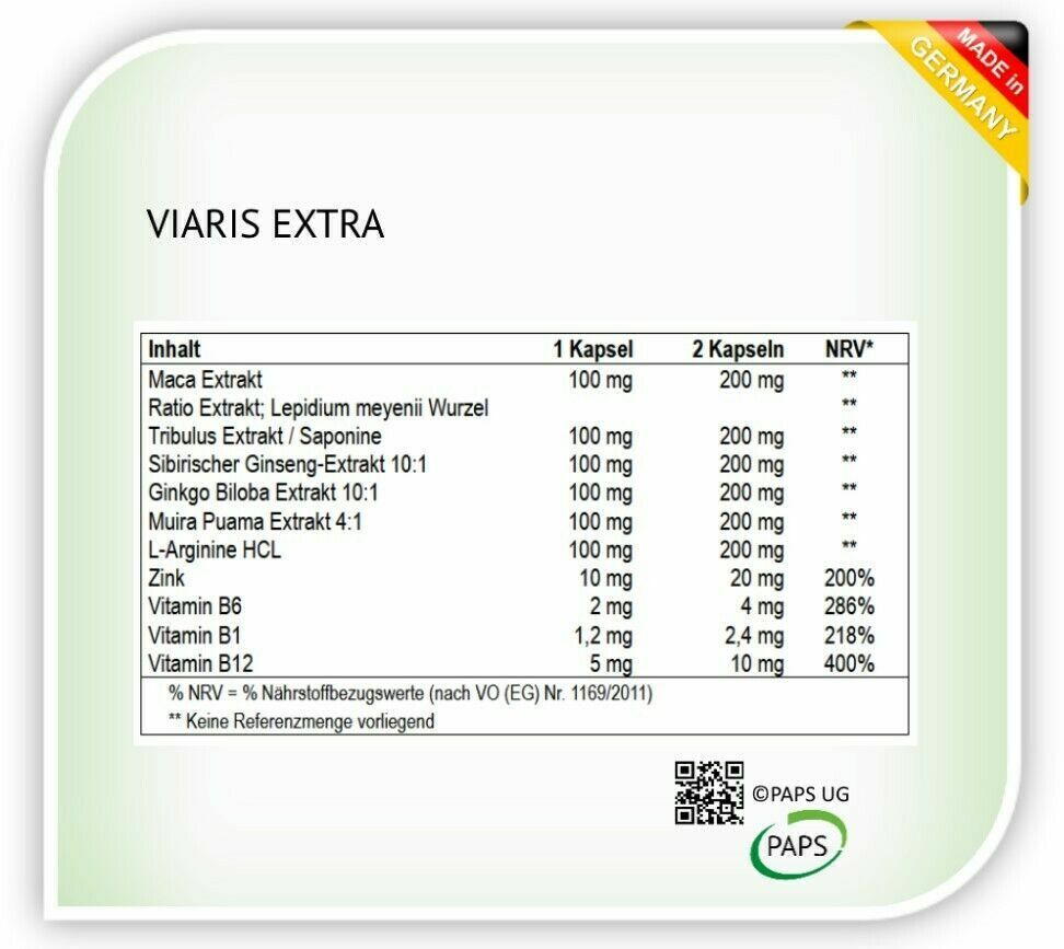 VIARIS EXTRA 20 pcs - Potency Men Sex Pills Libido