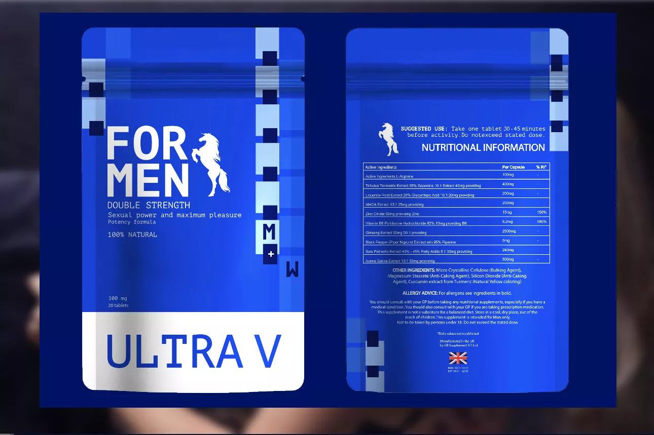 V MAN PLUS 100mg Natural Food Supplement For Men Performance Enhancement Booster