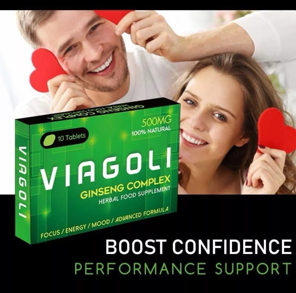 VIAGOLI Green- Ginseng Complex - Herbal Food Supplement For Men 10x500mg Tablets