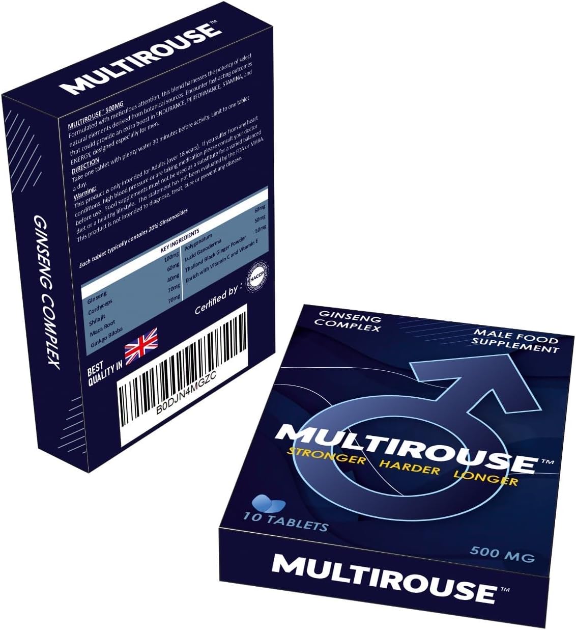 MUTLIROUSE 500mg | Stronger | Longer | Harder | Performance | Extra Strength Enhancing Tablets | Stamina Endurance Booster Supplement for Men | 10 Ginseng Tablets