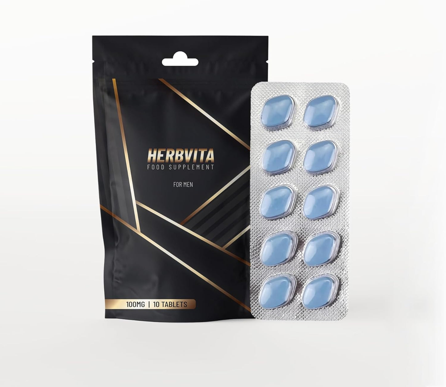 Herbvita 30 Men's Blue Tablets - Enhanced Strength & Firmness 100mg for Men | Boost Stamina & Energy | Herbal Supplement for Men - Male Performance Support