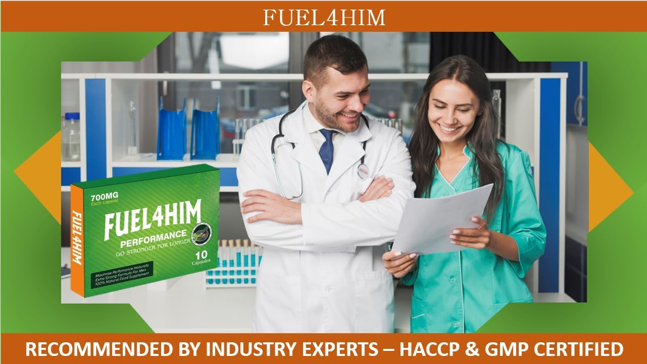 FUEL4HIM - New Stronger for Longer Formula for Men - Ultra Strong Performance Enhancing Pills, Stamina Endurance Booster Blue Supplement Pills for Men - 10 Ginseng Capsules 700MG
