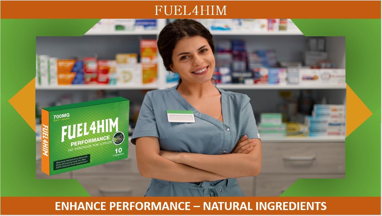 FUEL4HIM - New Stronger for Longer Formula for Men - Ultra Strong Performance Enhancing Pills, Stamina Endurance Booster Blue Supplement Pills for Men - 10 Ginseng Capsules 700MG