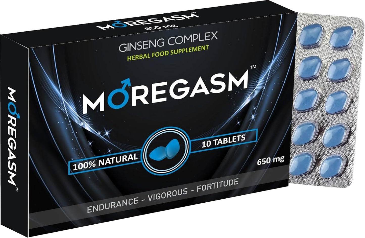 MOREGASM™ - Unleash More Longer | More Harder, More Stronger Performance | Stamina Endurance Booster Blue Herbal Supplement Tablets for Men | 10 Ginseng Tablets
