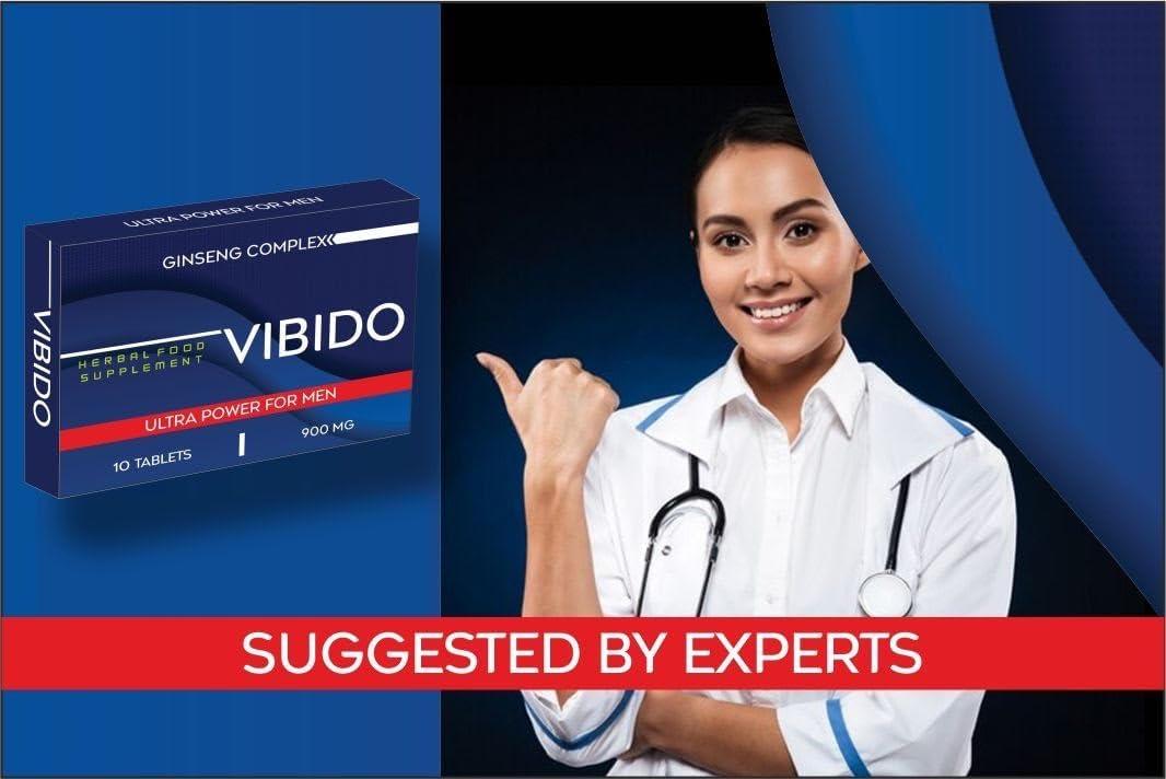 VIBIDO 900mg | Stronger | Longer | Harder | Performance | Extra Strength Enhancing Pills, Stamina Endurance Booster Supplement Pills for Men | 10 Ginseng Tablets