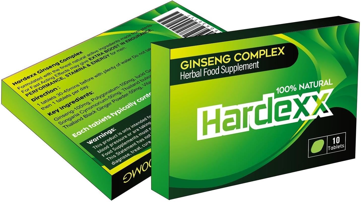 HARDEXX Green- Ginseng Complex - The Most Effective Natural, Powerful and Fast Acting Food Supplement for Men! - (Pack of 10 Tablets)