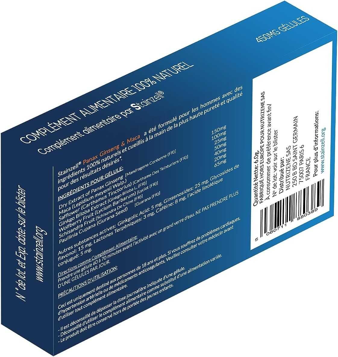 Stainzell - Panax Ginseng & Maca Dietary Food Supplement [12 Capsules]