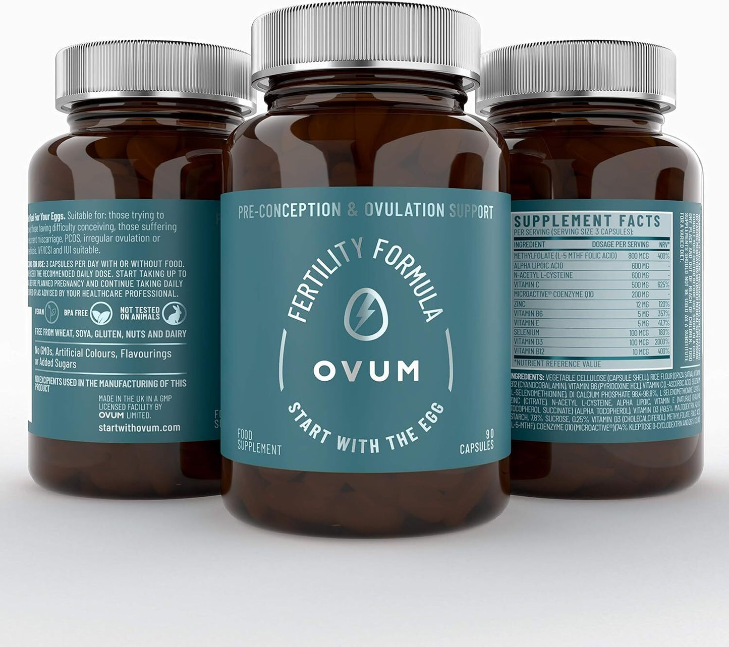 OVUM Fertility Supplement with MicroActive™ CoQ10 and Methylfolate | We Start with The Egg ® | Most Scientifically Advanced Supplement for Fertility | 30 Day Supply | Made in The U.K