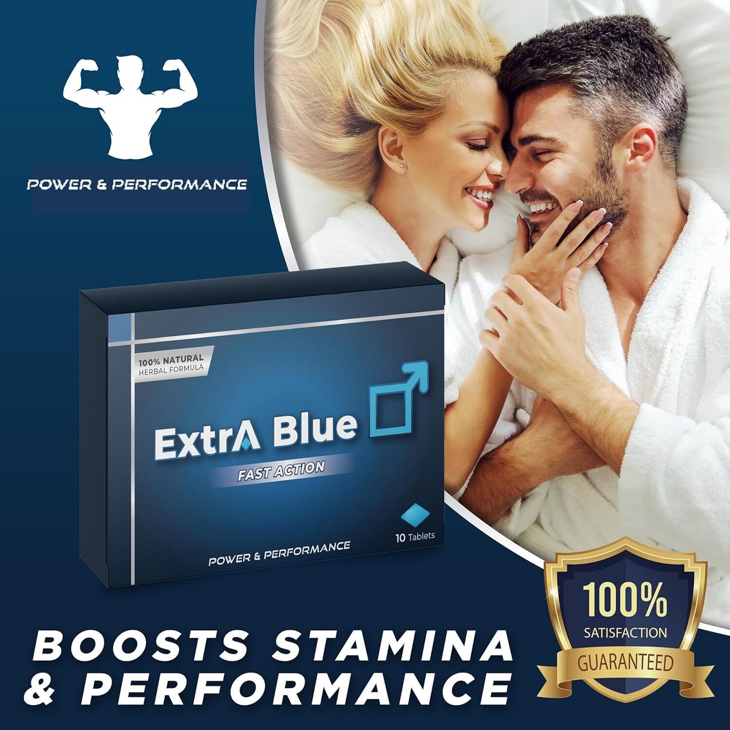 Extra Blue | 10 Tablets | Stronger | Power & Performance | Immediate Effect | 100 Natural