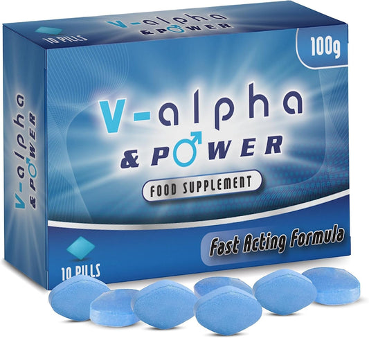 V-alpha & power | 10 Tablets | 100MG Herbal Natural Ingredient - Power & Performance | Fast Acting Energy