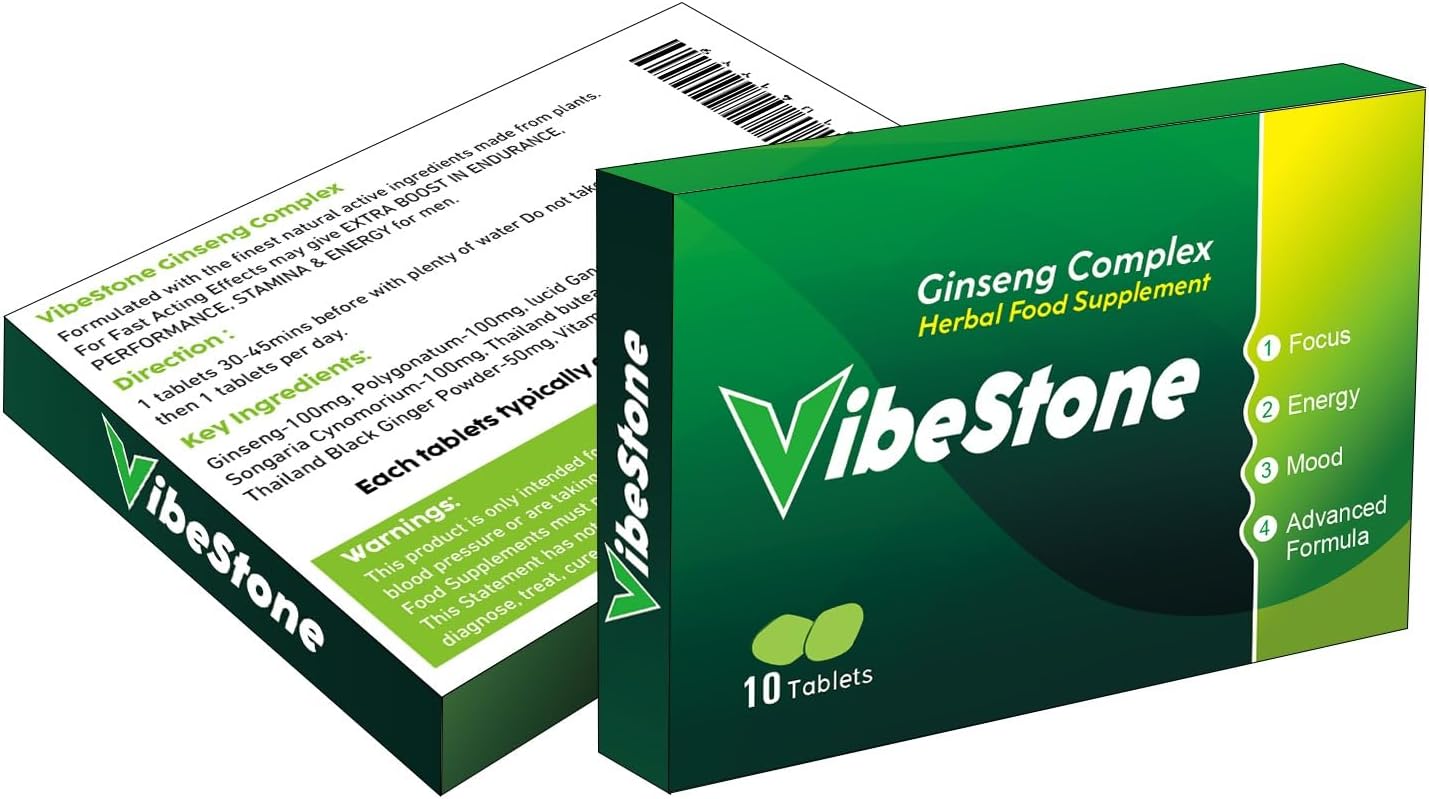 New VIBESTONE 10 Pills 500mg - Stronger & Harder Enhanced Strength & Firmness for Men - Designed to Boost High Stamina, Performance & Natural Male Enhancing Food & Herbal Supplement