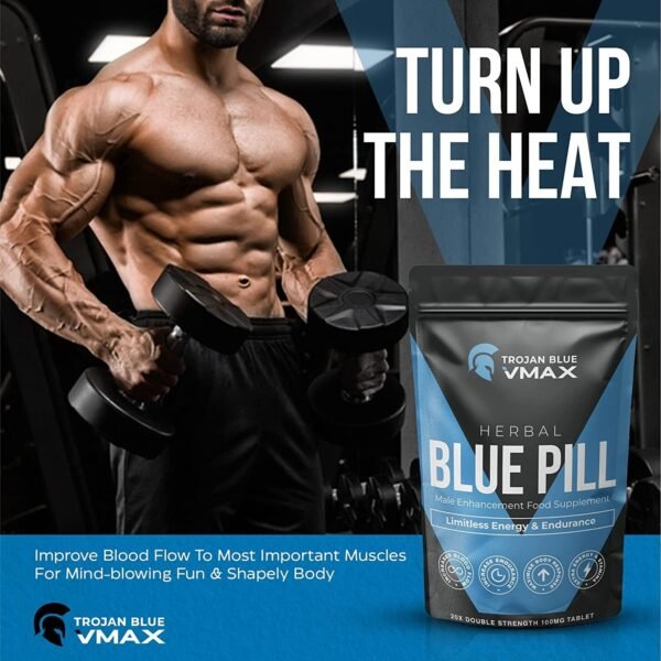 20 x Trojan Blue Vmax | Herbal Supplement Blue Pills for Men | High Strength Performance Powerful Fast Acting