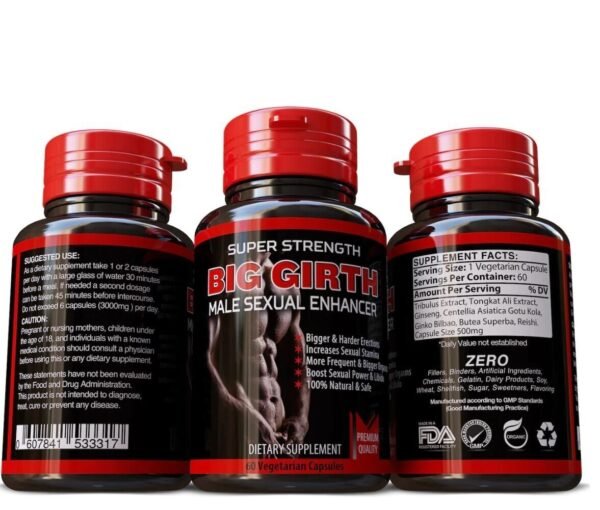 3654417638 Big Girth Male Enhancement Stamina Booster Libido 100% Natural Herbal Supplement 60 X 100MG
