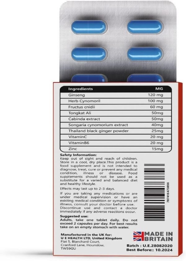 3901425460 10 Super Man Blue Capsules 100mg Energy Enhancer, Endurance, Stamina & Fast Acting Supplements