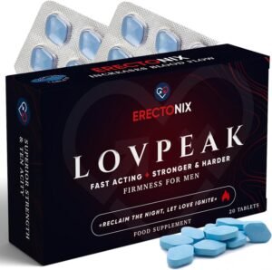Erectonix Lovpeak Blue Pills for Men - Powerful & Steadfast Male Enhancement - Amplified Strength for Delivering Stronger & Harder, Natural Male Enhancing Food & Herbal Supplement