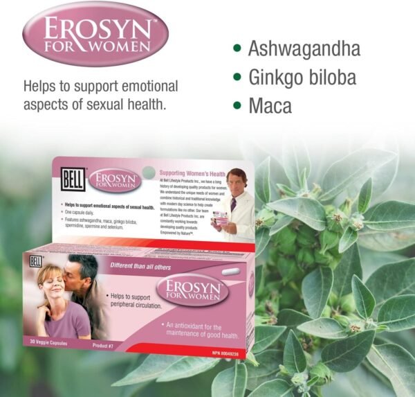Bell Erosyn™ for Women |Developed to Support Emotional Aspects of Women's Sexual Health | One Capsule a Day | Made in Canada