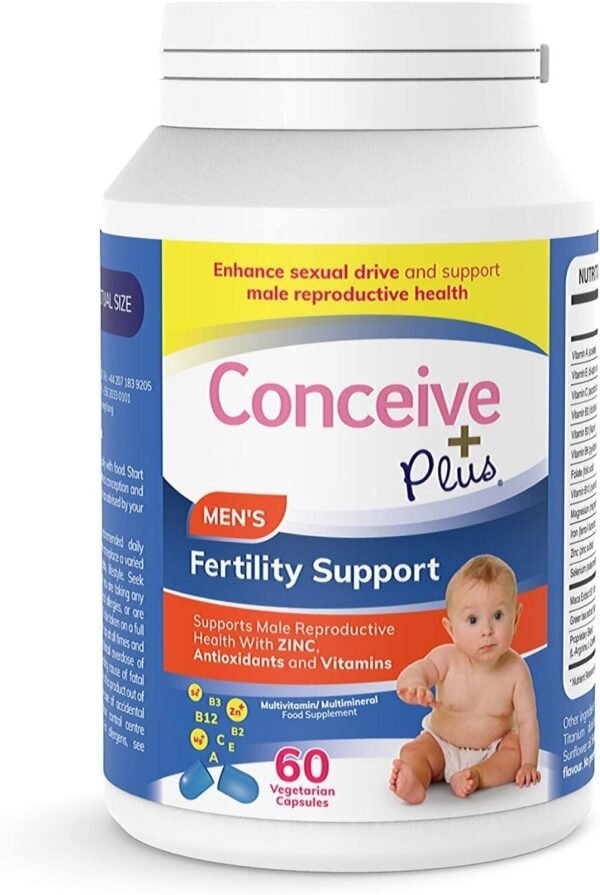 4052102600 Conceive Plus Fertility Supplements for Men - Optimal Sperm Count & Motility - Maca, L-Arginine, Zinc, Folate Folic Acid & Magnesium - Conception Vitamins for Men, 60 Capsules, 30 Day Supply