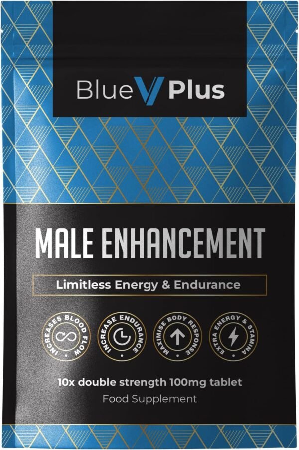 4344676374 BlueVplus™ | 10 Tablets | Fast Effect Male Performance Enhancing 100% Herbal Food Supplement | Fast Acting | Korean Ginseng | Energy and Stamina Support | Made in UK