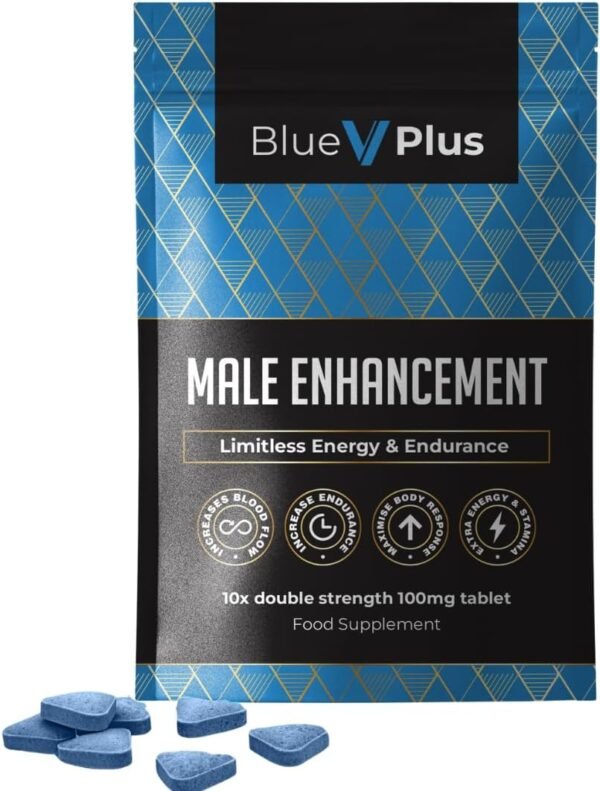 4344685322 BlueVplus™ | 10 Tablets | Fast Effect Male Performance Enhancing 100% Herbal Food Supplement | Fast Acting | Korean Ginseng | Energy and Stamina Support | Made in UK