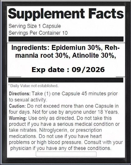 Endowed Blak Male Energy Supplement 10 Pills for Both Sexes xxxpl la Pep Enhance