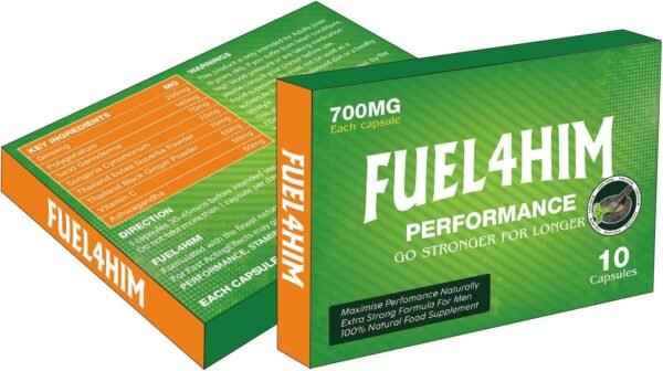FUEL4HIM - New Stronger for Longer Formula for Men - Ultra Strong Performance Enhancing Pills, Stamina Endurance Booster Blue Supplement Pills for Men - 10 Ginseng Capsules 700MG