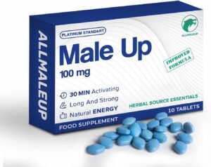 AllMaleUp Extra Strong Pills for Men - Natural Supplement for Enhanced Performance & Stamina - Fast-Acting Tablets - Food & Herbal Supplement - 10 Pills