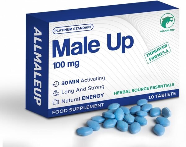 4658014441 AllMaleUp Extra Strong Pills for Men - Natural Supplement for Enhanced Performance & Stamina - Fast-Acting Tablets - Food & Herbal Supplement - 10 Pills